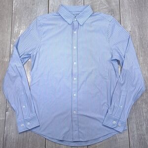 Rhone Button Shirt Mens Size Medium Blue Red Striped Commuter Slim Fit 101703